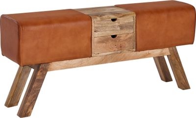Design turnbock lavica hnedá so zásuvkami 120x56x30 cm | Wohnling