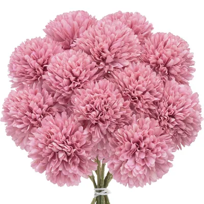 Image de Ensemble de 12 fleurs de hortensias en soie réalistes (rose)