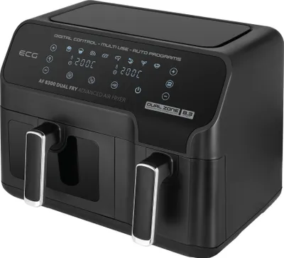 Produktbild von ECG AF 8300 | Teplovzdušná fritéza | Zdravé varenie | Dve komory (5,2 + 3,1 l) | Variabilná teplota | 80-200 °C | Čierna |