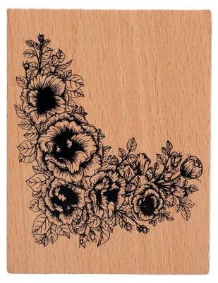 Produktbild von Vintage Holzstempel mit Blumenmotiv für DIY-Projekte