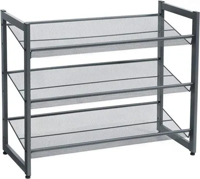 Zdjęcie produktu dla Metalowy regał na buty, 3-poziomowy, ciemnoszary