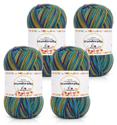 Obrázok produktu pre Priemerná farba, bavlnené priadze na pletenie a háčkovanie, 200 g (4 x 50 g), 5-nitné, modro-žlté
