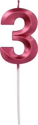Produktbild von Tortenkerze Zahl 3 Glamour Pink 7cm