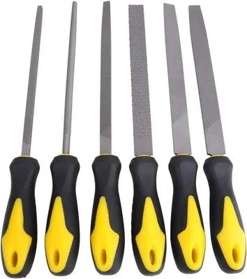 Zdjęcie produktu dla Zestaw pilników 6 sztuk - 20 cm - pilnik do drewna - pilniki warsztatowe - płaskie, trójkątne, półokrągłe, okrągłe, kwadratowe - stolarz, majsterkowicz