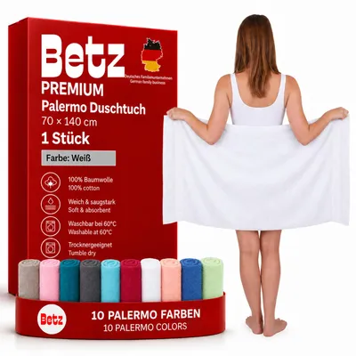 Produktbild von Betz Duschtuch Badetuch Duschtücher Set Palermo 100% Baumwolle Handtuch Strandlaken Größe 70 x 140 cm Farbe weiß