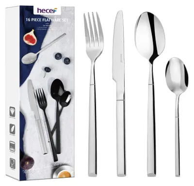 Produktbild von Besteckset, 16-teilig, Besteck für 4 Personen, aus 18/0 Edelstahl, spülmaschinenfest
