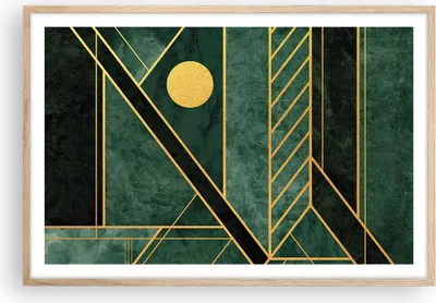 Produktbild von Gerahmtes Poster - Rahmen in heller Eiche - Grün Stück geometrisch - 91,5x61 cm - Wand Bild - Wanddeko - Wandbilder - Kunstposter - Wandposter - Bilderrahmen - Bilder - Kunstdruck - P2NAA91x61-4797