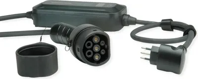 Produktbild von ROLINE Tragbares E-Auto Ladegerät, CEI23-50 (IT, Typ-L) & Typ2 Stecker, 1-phasig, Mode 2, 16 A, 3,6 kW, 7,5 m