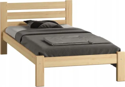 Image de Lit simple en pin massif, de construction robuste et doté de pieds épais, 90 x 200 cm, 210 x 102 x 72 cm, pin naturel