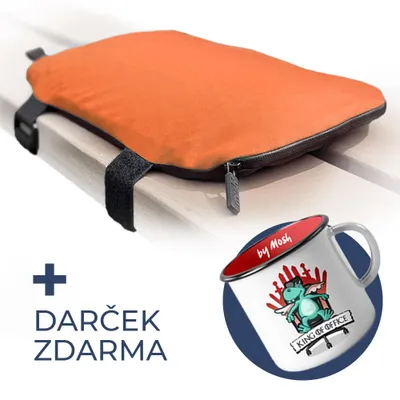 Obrázok produktu pre Mosh Kamper - Outdoorový podsedák / Podložka na sedenie s gélom a vodeodolným nepoškiabateľným poťahom (oranžová/čierna) + DARČEK ZDARMA Smaltový hrnček Mosh