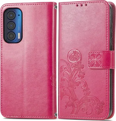 Produktbild von Mobigear Clover  Motorola Edge (2021) Hülle Klapphülle Geldbörse - Magenta