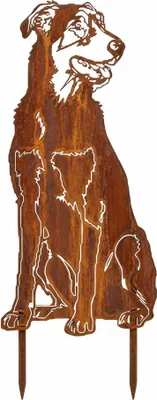 Produktbild von Edelrost Wolfshund - Rost Deko Hund Rostfigur Gartendeko für Draußen - stabile Metall Gartenfigur aus Stahl - Wetterfest für Beet Terrasse - 45x21cm