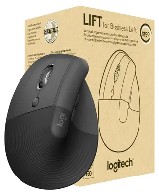 Image de Logitech Lift for Business, main gauche, modèle vertical, optique, RF Wireless + Bluetooth, 4000 DPI, graphite