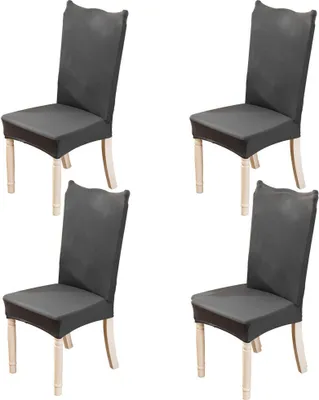 Produktbild von 4 Stück Elastische Moderne Beschützer Stuhlhussen Hochzeit Partys Bankett Deko Esszimmer,Grau