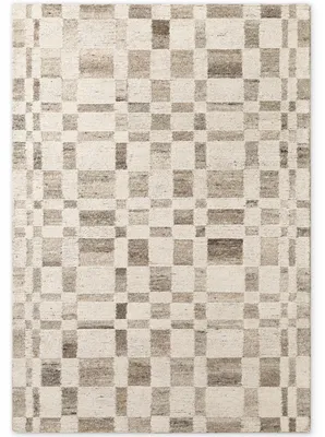 Produktbild von Vikosa Boho 1.0 Wollteppich Structa, Meliert, Karo, Natur Creme Braun - 200x300 cm