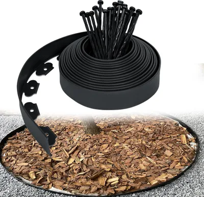 Produktbild von LARS360 50m Flexible Rasenkante Kunstof Lawn Edging mit Erdanker Beeteinfassung Beetumrandung Mähkante für Garten Dekorativ- Schwarz