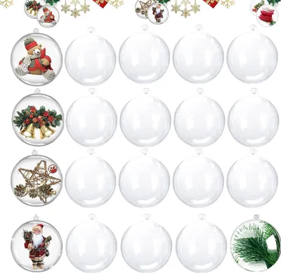 Produktbild von Christbaumkugel 20 Stück leuchtende Weihnachtskugeln, 8 cm, befüllbare Acryl-Weihnachtskugeln für Weihnachtsbaumdekoration, Geburtstage, Hochzeiten, O