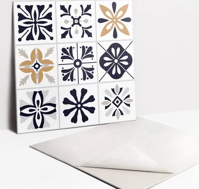 Produktbild von Fliesenaufkleber Set für Bad und Küche - 9 Fliesen Selbstklebend PVC - 30 x 30 - Ästhetisches Mosaik