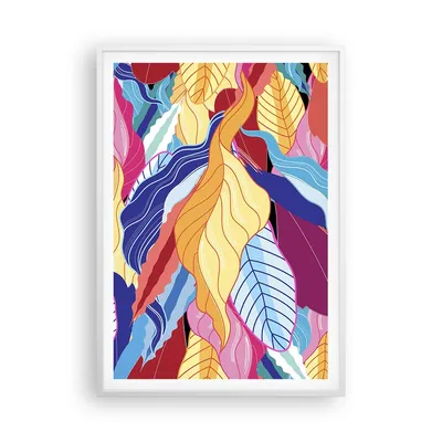 Produktbild von Gerahmtes Poster - Weißer Rahmen - Muster Blätter bunt - 70x100 cm - Wand Bild - Wanddeko - Wandbilder - Kunstposter - Wandposter - Bilderrahmen - Bilder - Kunstdruck - Wandbild - P2WPA70x100-4269