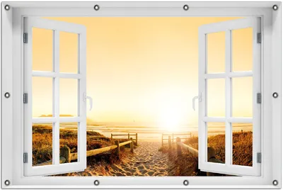 Produktbild von Wallario Outdoor-Poster für Garten oder Balkon 100 x 150 cm: Strand in Südafrika II - Himmel in orange