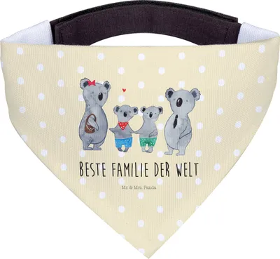 Produktbild von Mr. & Mrs. Panda Hunde-Halstuch Koala Familie zwei - Gelb Pastell - Geschenk, Koalabär, Halstuch, Hund, Tuch, Zusammen, Für Hunde, Muttertag