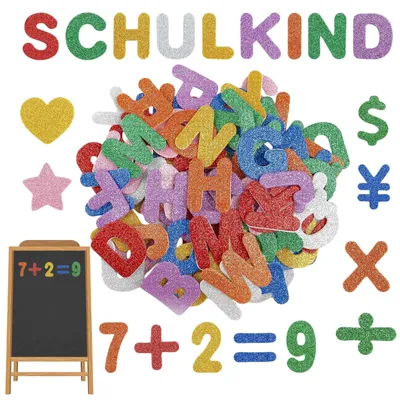 236 Glitzer-Schaumstoff-Sticker – Buchstaben & Zahlen