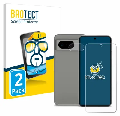 Produktbild von 2x Für Google Pixel 8 (Display+Kamera) Schutzfolie BROTECT Displayschutz Display Schutz Folie Klar Transparent