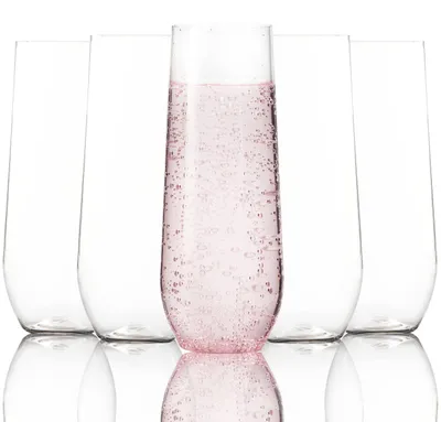 15er-Pack unzerbrechliche Champagnerflöten 275 ml, Kunststoff, klar