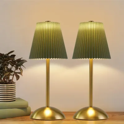 Zdjęcie produktu dla Lampa nocna ZMH Zestaw 2 lamp stołowych - Bezprzewodowa lampa stołowa LED ze ściemniaczem dotykowym, ładowana przez USB Lampa do jadalni z tkaniny Nowoczesna lampa nocna do salonu, sypialni i jadalni
