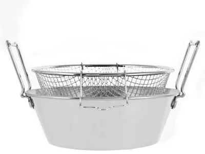 Friteuse mit Korb, Edelstahl, 30 cm, silber