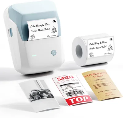 Produktbild von Etikettendrucker, Etikettiergerät mit Größeres Etiketten,300 DPI HD Etikettiergerät, Fotodrucker für Fotos,Logo,Wörter,für Zuhause, Büro oder Geschäft
