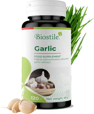 Produktbild von Biostile Garlic - 120 kapsułek dla układu odpornościowego, zdrowia serca i ochrony antyoksydacyjnej