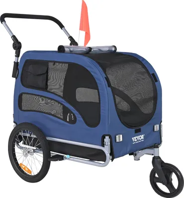 Immagine prodotto di VEVOR rimorchio per cani 45 kg 2in1 rimorchio per biciclette Acciaio al carbonio + tessuto Oxford 600D + PP pieghevole 1440 x 725 x 845 mm come rimorchio 1320 x 725 x 920 mm come passeggino cane buggy jogger rimorchio blu