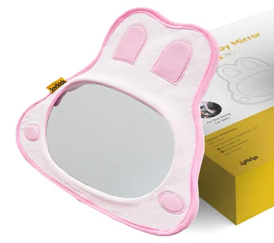 Produktbild von Baby-Autospiegel in Krokodilform - Rücksitzspiegel - Gurtbefestigung an der Kopfstütze - Für rückwärtsgerichteten Kindersitz - 36 x 26,5 cm - Pink
