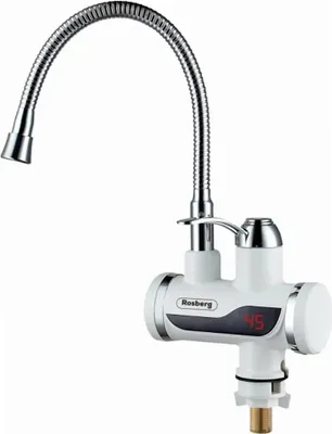 Obrázek produktu pro Ohřívač vody s flexibilním výtokem Rosberg R57100CW, S displejem, Až 60 °C, Na kuchyňskou linku, Bílý