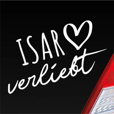 Produktbild von Auto Aufkleber Isar verliebt Herz Fluss River Wasser Water Liebe Car 19x10 cm Weiss Glanz Sticker Heckscheibenaufkleber