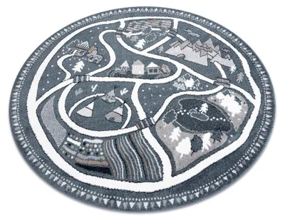 Imagen del producto de Alfombra FUN Land para niños, la aldea, calles, circulo - azul circulo 140 cm