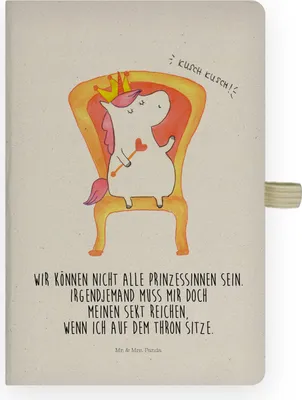 Produktbild von Mr. & Mrs. Panda notizbuch Einhorn König - Transparent - Geschenk, Präsident, skizzenbuch a4, Adressbuch, Kladde, Krone, Unicorn, Tagebuch, kariertes, Bundeskanzler