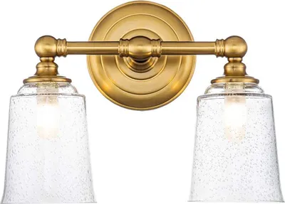 Produktbild von Badezimmerleuchte Glas Metall G9 IP44 3000 K warmweißes Licht 600 lm B: 33 cm in Messing 2-flammig