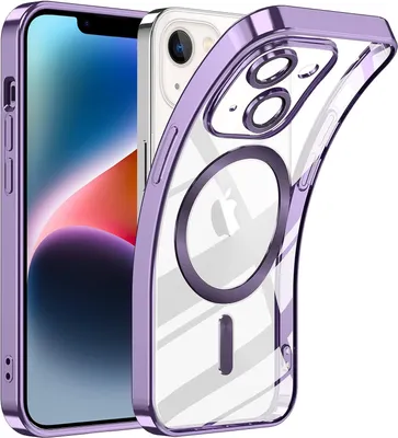 Obrázek produktu pro Pouzdro pro iPhone 14 Magnetické Ultra Tenké Průhledné Pouzdro s Magsafe a Ochranným Krytem na Kameru Fialový