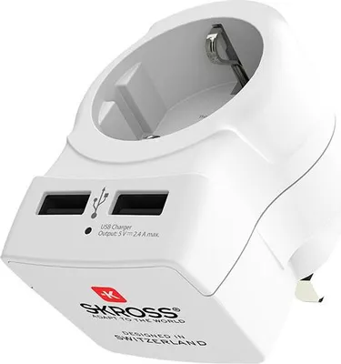 Image de Adaptateur SKROSS UE vers UK + 2 prises USB, prise de type G