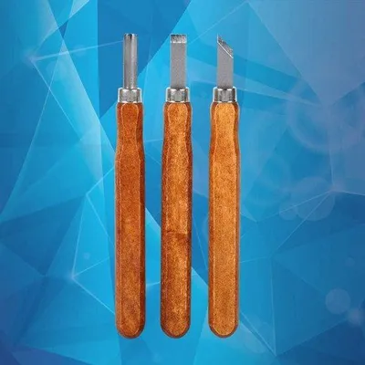 Produktbild von Holzgriff - Mikro-Holzsnitzwerkzeug für Anfänger - 3-teiliges Fleischmesser-Set
