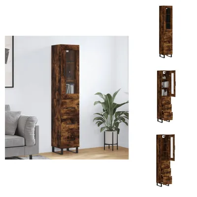 Immagine prodotto di vidaXL Credenza rovere fumé 34,5x34x180 cm materiale a base di legno - Credenze