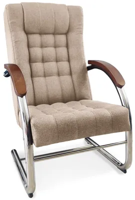 Produktbild von ANMIL Polstersessel FINKA in Beige auf Metallgestell 62 x 70 x 107 cm– Moderner Komfortsessel mit Holzarmlehnen und Kapitonierte Polsterung