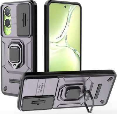Obrázek produktu pro Pouzdro pro Oppo K12X dvouvrstvé pouzdro s posuvnou ochranou kamery a držákem prstenu, stojánek Fialová