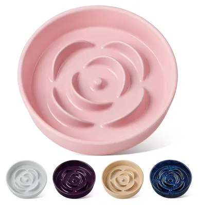 Produktbild von Hundenapf Keramik Antischlingnapf Rosa 21,6 cm für mittelgroße Hunde