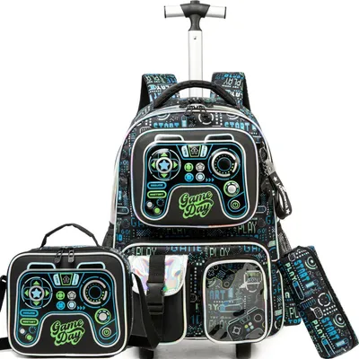 Produktbild von Schulranzen Trolley mit Rollen für Grundschule, 24L, Schwarz, Game Design