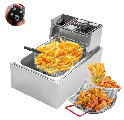 Immagine prodotto di Friggitrice elettrica - 6 litri - Acciaio inossidabile - Potenza: 2500W - Controllo della temperatura da 50°C a 200°C