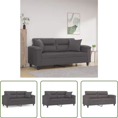 Produktbild von The Living Store 2-Sitzer-Sofa mit Zierkissen Grau 140 cm Kunstleder