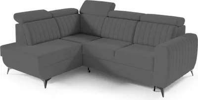 Produktbild von Couch für Wohnzimmer, Samstoff, Ecksofa mit Schlaffunktion und Bettkasten, Schlafsofa, Sofagarnitur, L Sofa Eckcouch L-Form Wohnlandschaft mit Bettfunktion - Ecksofa MOSTA II Dunkelgrau (Castel 93) - Links